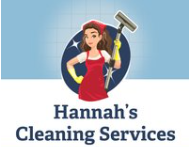 Illustration of a woman in a red apron holding a cleaning tool, with text for cleaning services.